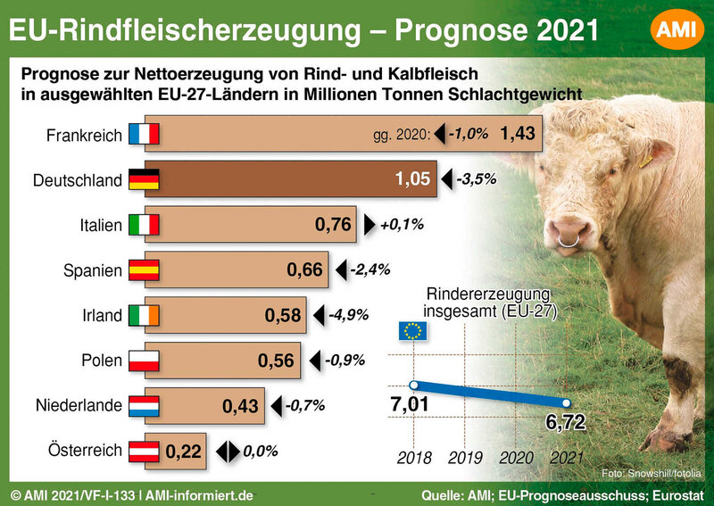 Sinkende Rindfleischerzeugung - LUF 18-2021
